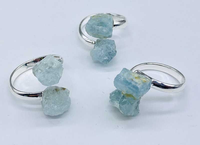 (image for) (set of 3) adjustable Aquamarine rings - Click Image to Close