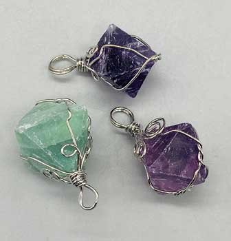 (image for) Wire Wrapped Fluorite octahedron - Click Image to Close