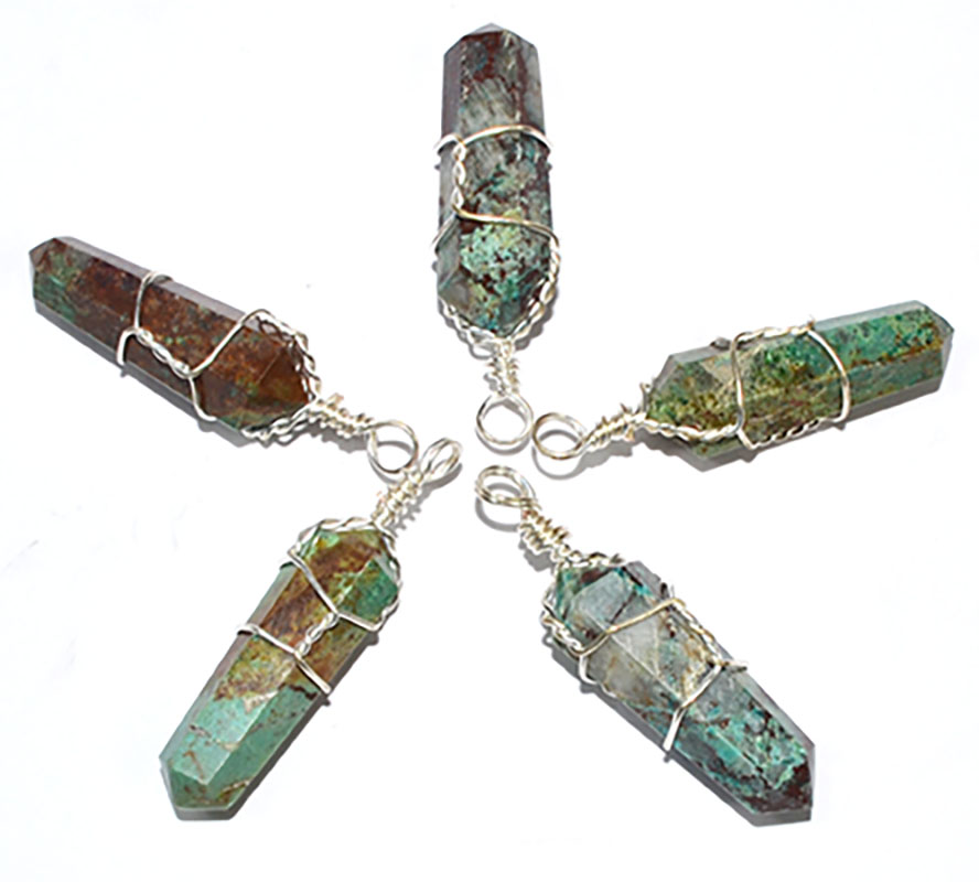(image for) (set of 5) wire wrapped Chrysocolla point