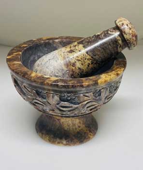 (image for) 4" Floral Soapstone Mortar & Pestle - Click Image to Close