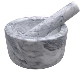 (image for) 2 1/2" White Marble Mortar and Pestle Set