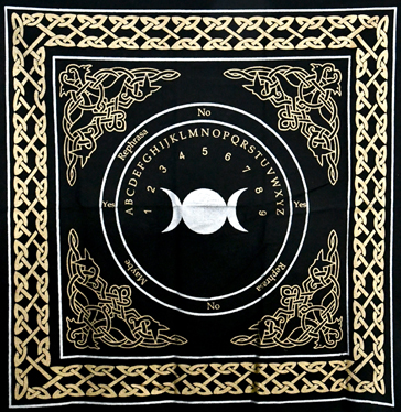 (image for) 24"x24" Triple Moon Pendulum/ Ouija altar cloth