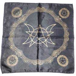 (image for) 21" x 21" Black Triple Moon Pentagram alltar cloth