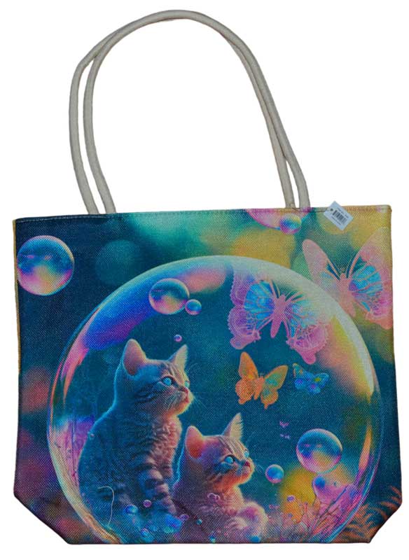 (image for) 17" x 17" Cat in Bubble tote bag