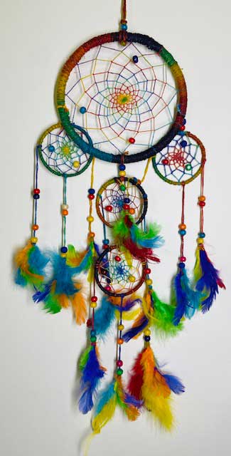 (image for) 6" Rainbow Hemp dreamcatcher - Click Image to Close