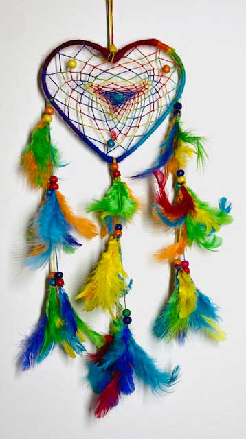 (image for) 5" Rainbow Heart dreamcatcher - Click Image to Close