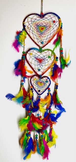(image for) 12" Rainbow Heart dreamcatcher - Click Image to Close