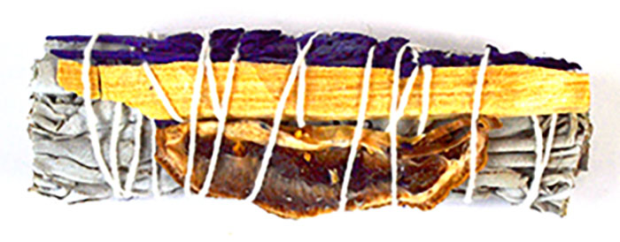 (image for) 4" White Sage, Lavender, Palo Santo & Lemon Slice Florida water smudge stick