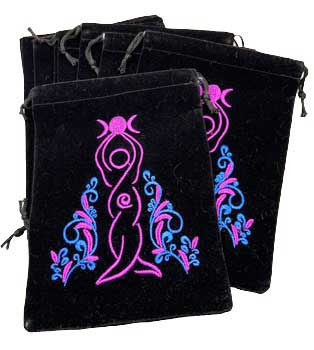 (image for) (set of 10) 5"x 7" Goddess Black velveteen bag - Click Image to Close