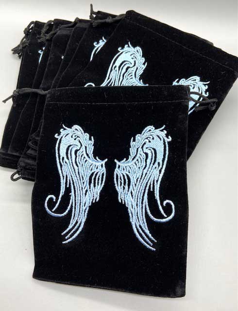 (image for) (set of 10) 5"x 7" Angel Wings Black velveteen bag - Click Image to Close