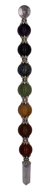 (image for) 8 1/2" 7 Chakra Ball wand - Click Image to Close