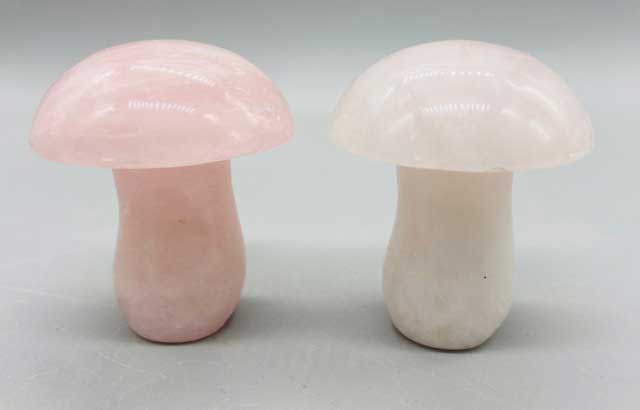 (image for) (set of 2) 1 3/4" Mushroom Rose Quartz - Click Image to Close